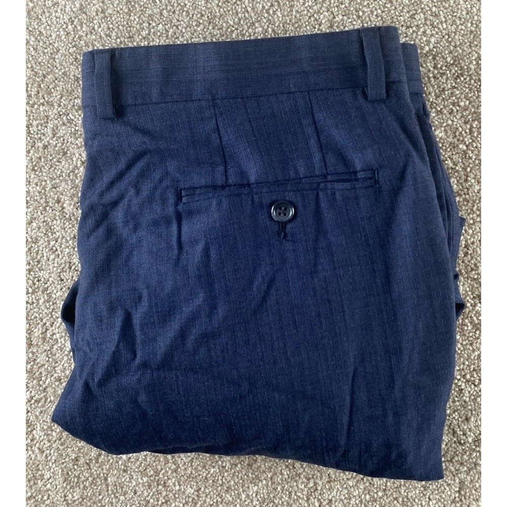 Jos A Bank 38x28 100% Wool Blue Knit Dress Pants Preppy Business Old Money Read